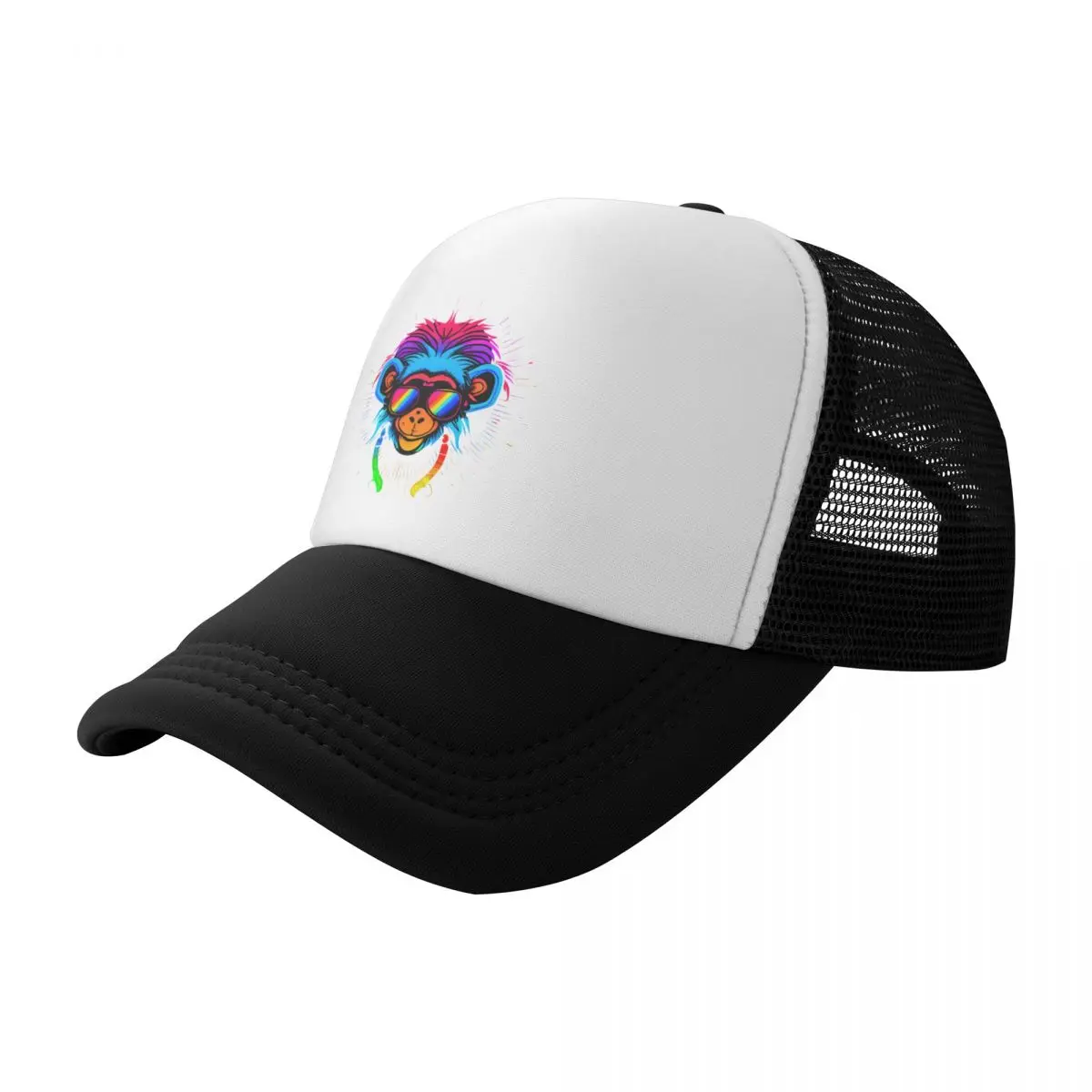 

Rainbow logo happy monkey. Baseball Cap derby hat Golf Hat Man Beach foam party Hat For Men Women's