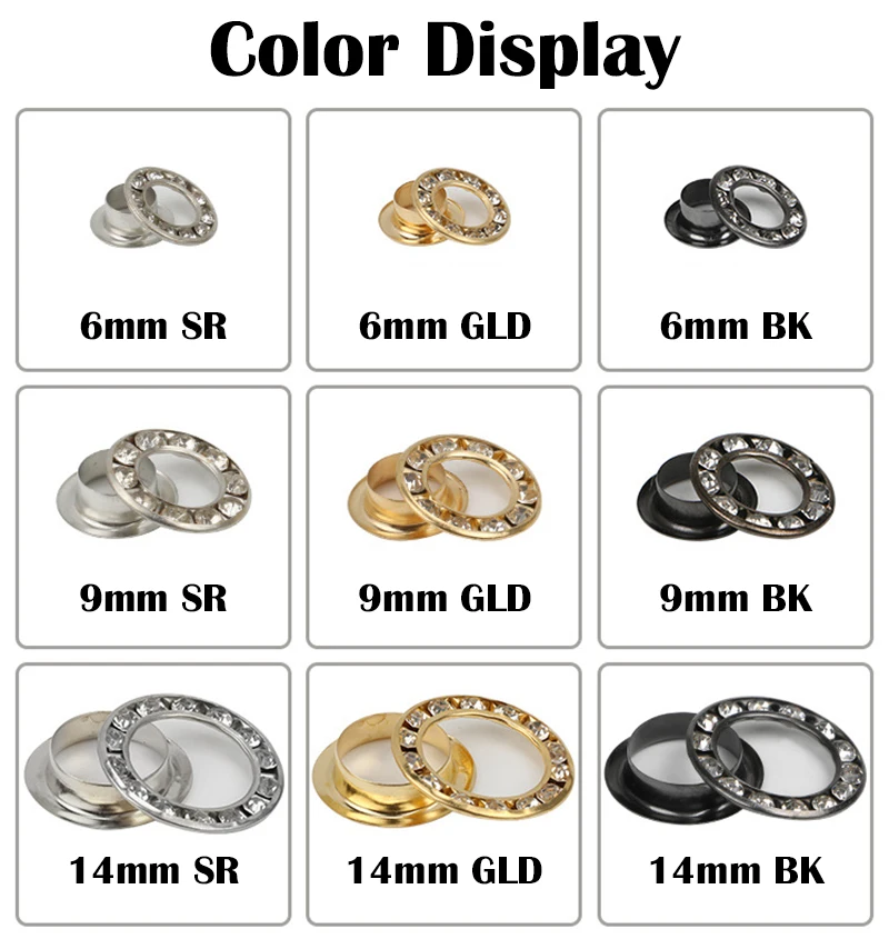 Rhinestone Round Electroplating Clothing, Inner Diameter Gold Silver with Diamond Copper Air Hol, Decorative Ring 6mm 9mm14mm ID