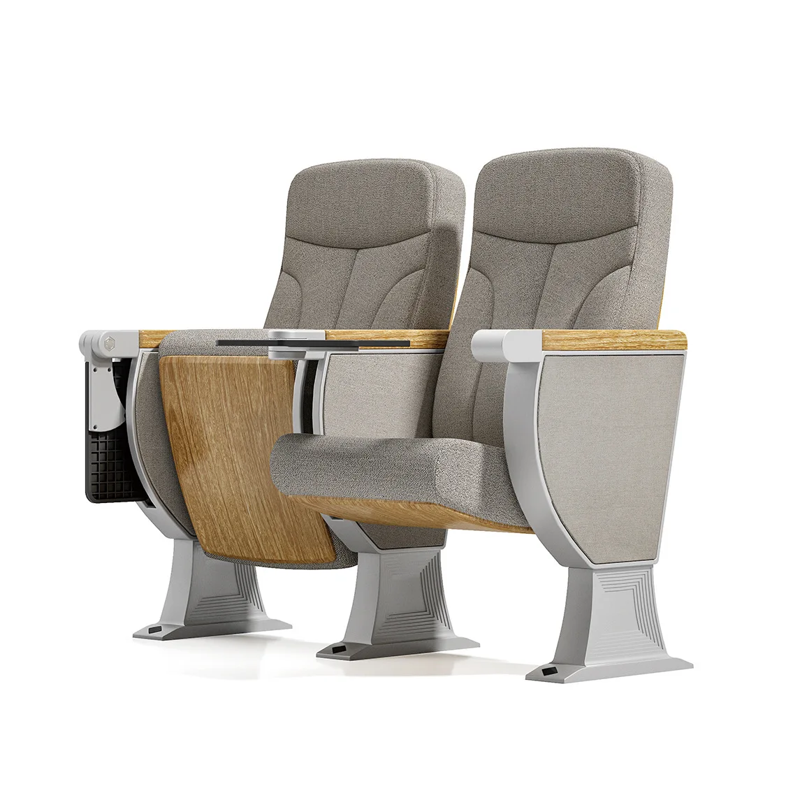 Modern Minimalist Wood Auditorium Lecture Hall Seating Built-in Writing Tablets Theater-style Row Seating For Commercial