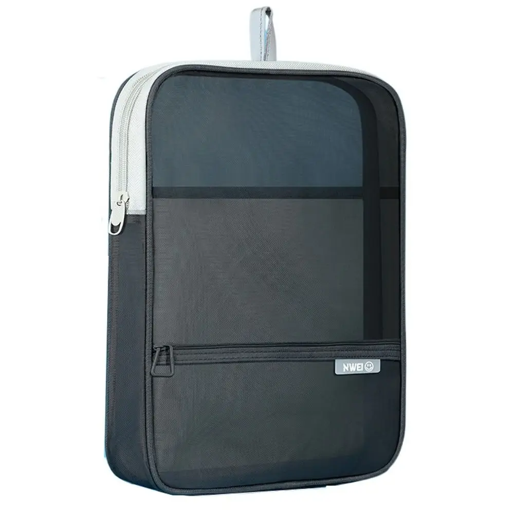 

Convenient Portable Mesh Zipper Pouch Bag Thickened Large Capacity Transparent File Holder Waterproof Handle File Pockets Office