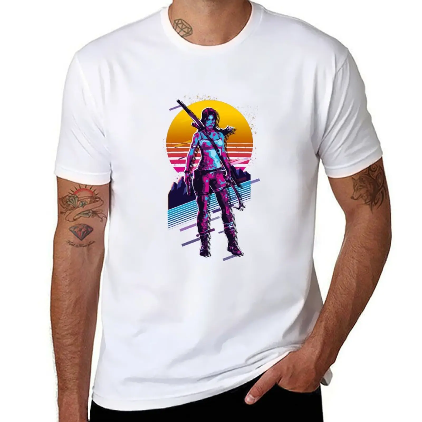 

Tomb Raider - Lara Croft *80s Retro* T-Shirt man t shirt designer man t shirt heavy cotton T-Shirt