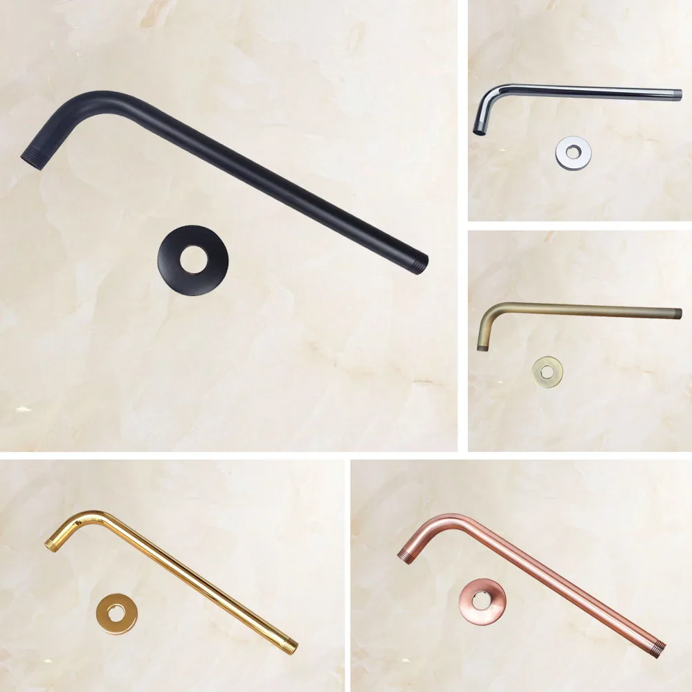 Golden, Chrome, Black, Antique Shower Head Extension Pipe Wall Arm Shower Arm Bathroom Accessory (Standard 1/2