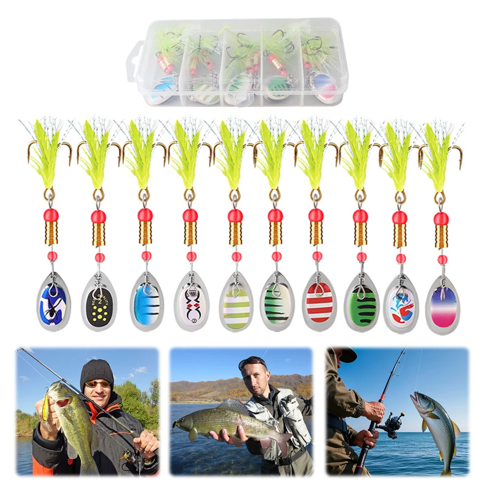 10 pièces en boîte cuillère en métal Spinner leurre de pêche avec triple crochets Wobblers de pêche 3g appât artificiel appât dur cadeau pour hommes père