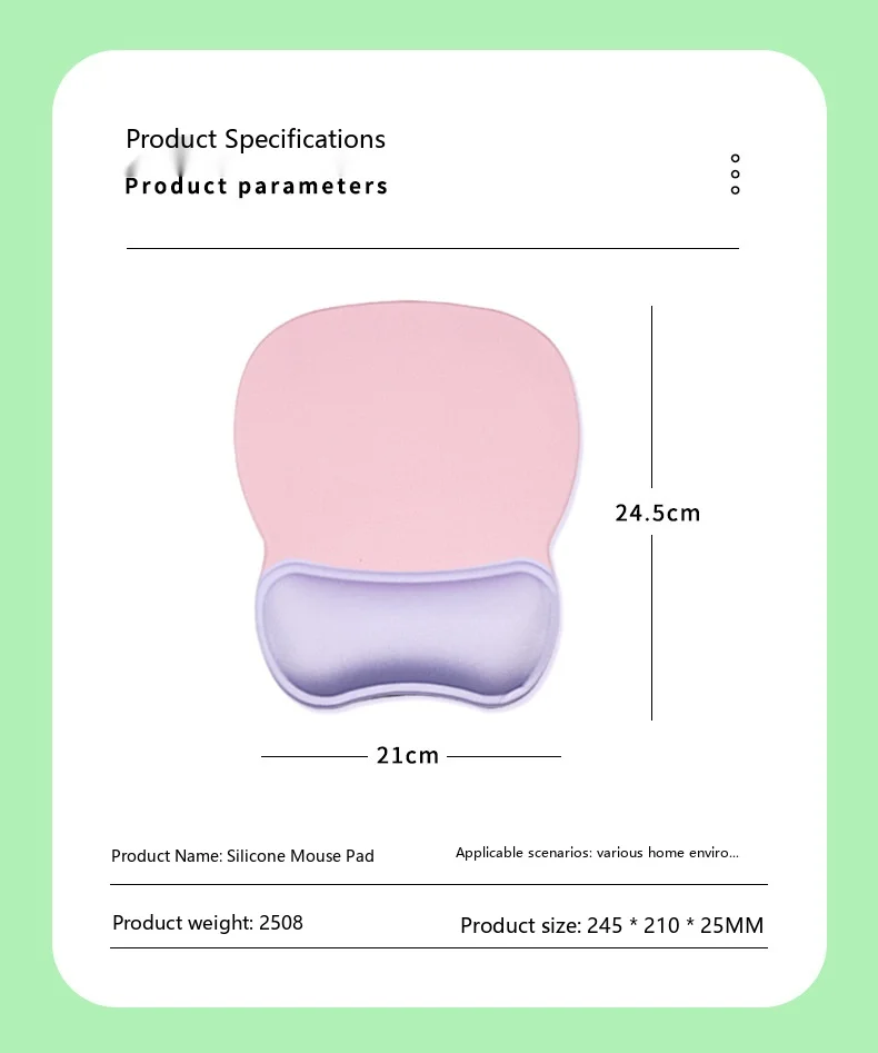 Silikon-Handgelenkauflage für Mauspad, 5 Farben, ergonomische, rutschfeste Schreibtischunterlage, Büro- und Gaming-Unterlage, dicke Unterstützung – Detail 7