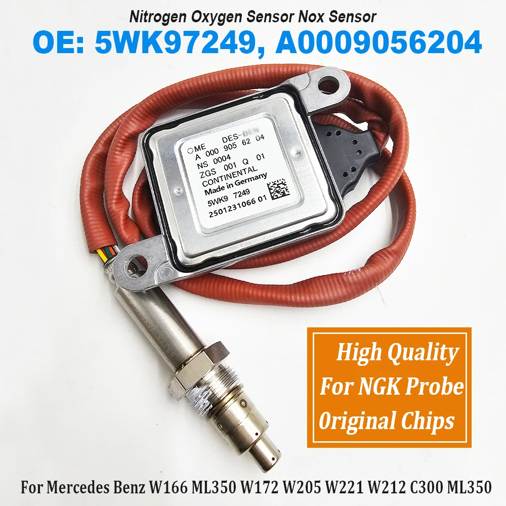 

NOx Sensor 5WK97249 A0009056204 For NGK Probe For Mercedes-Benz W166 W172 W205 W221 W212 C300 ML350 A0009054410 A0009052310