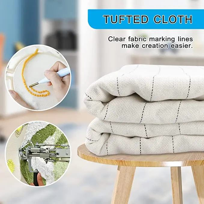 Tufting Cloth Main Tufting Fabric, Tufting Gun Punch Needle Chiffon Fabric, Unbleached Backing for Electric Carpet Tufting Gun