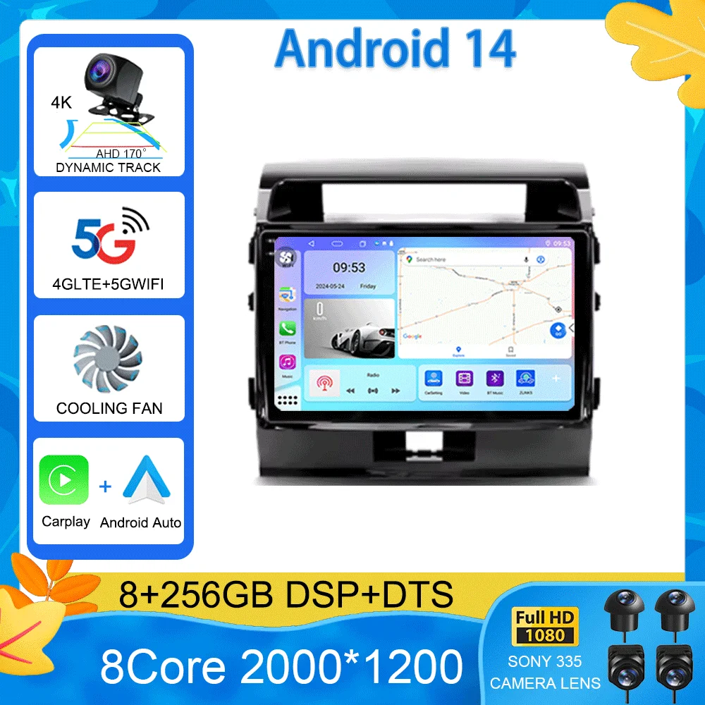 10.1 Inch Android For Toyota Land Cruiser 200 2007 - 2015   Car Radio Multimedia Player Navigation GPS Wireless Carplay DSP Wifi