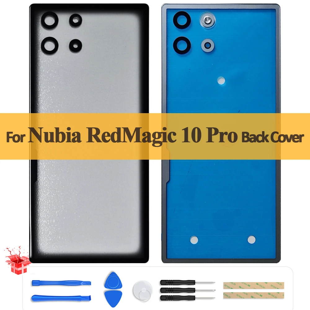 Original Back Cover For ZTE nubia Red Magic 10 Pro Battery Back Cover Housing Rear Door Case NX789J Replace Parts + Camera Lens
