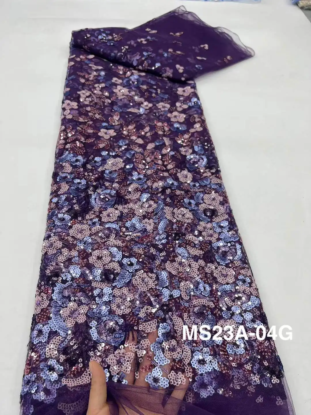 Afrikanischer Samt-Pailletten-Spitzenstoff 2025, hochwertige Stickerei, nigerianischer französischer Spitzenstoff zum Nähen von Partykleidern