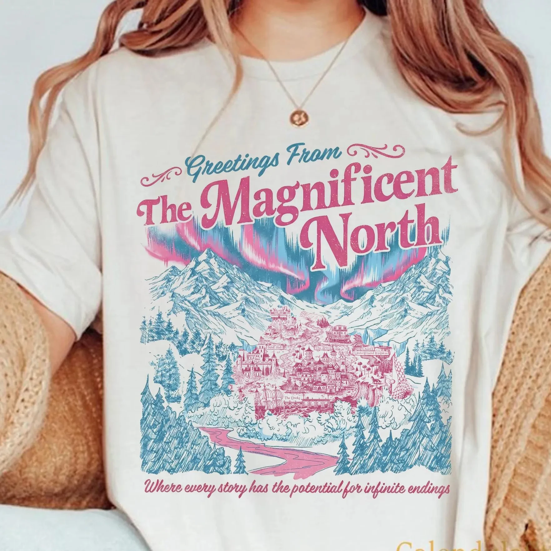 Greetings From The Magnificent North Shirt The Archer and Fox Shirt Fantasy Books Shirt women's T-shirts for Summer T Shir