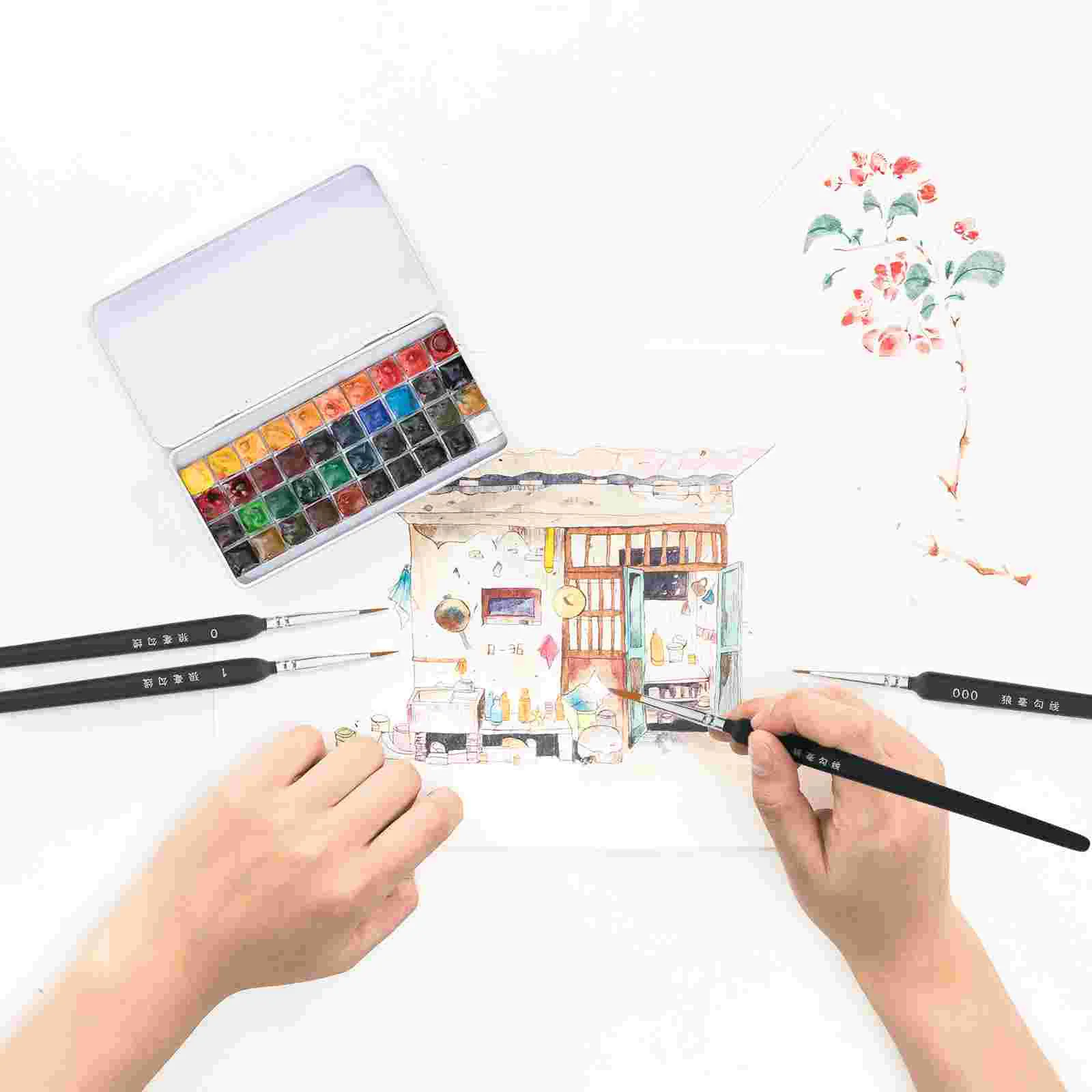 Oil Paint Brushes Manicure Hook Line Pen Chinese Painting Watercolor Special 5 Pieces (000-0-1-3-5 Five Big Bags) Detail