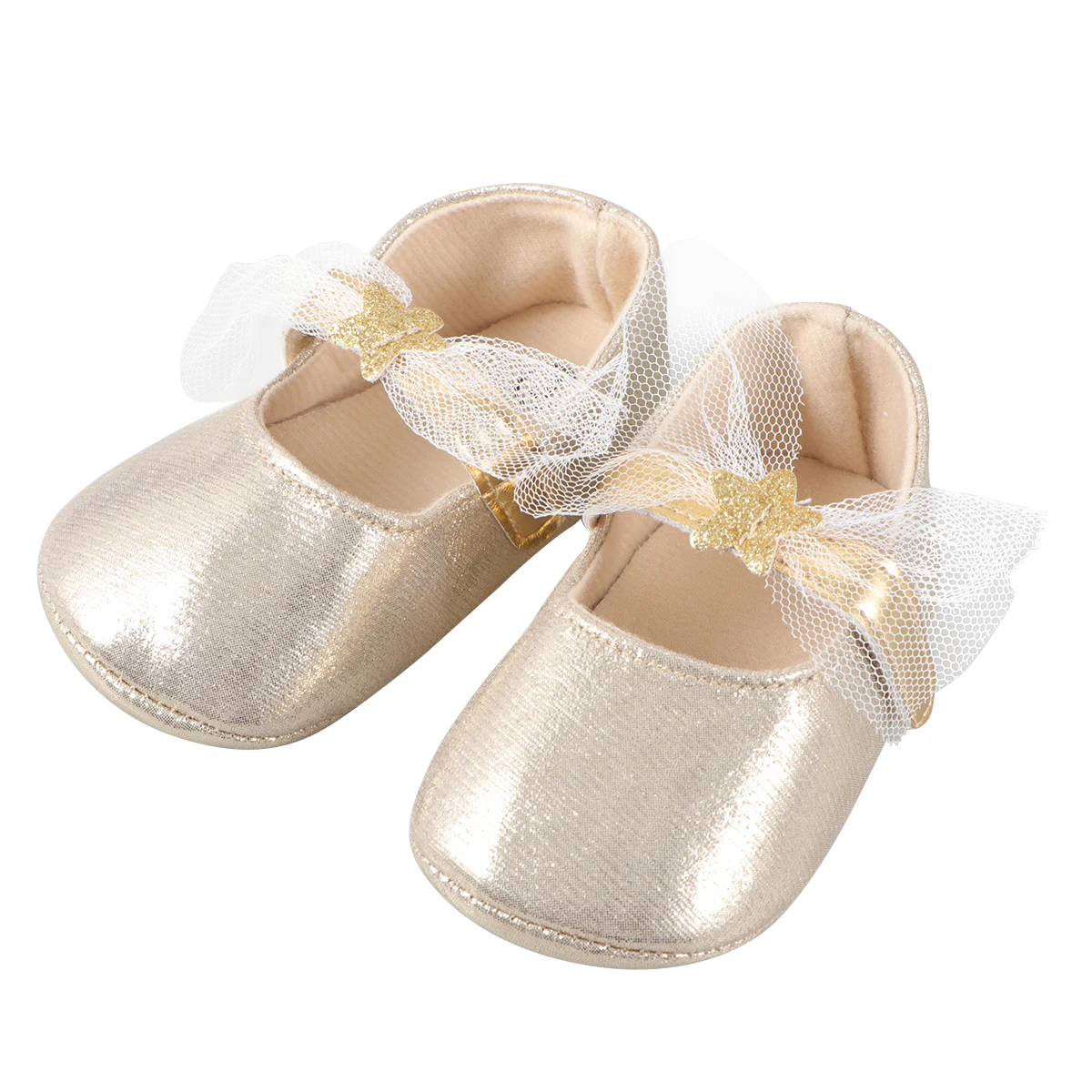 

Cute Baby Toddler Shoes Flat Pu Ballet Walking Shoes For Girls Adjustable Strap Comfortable First Walk Golden 12Cm Size Perfect