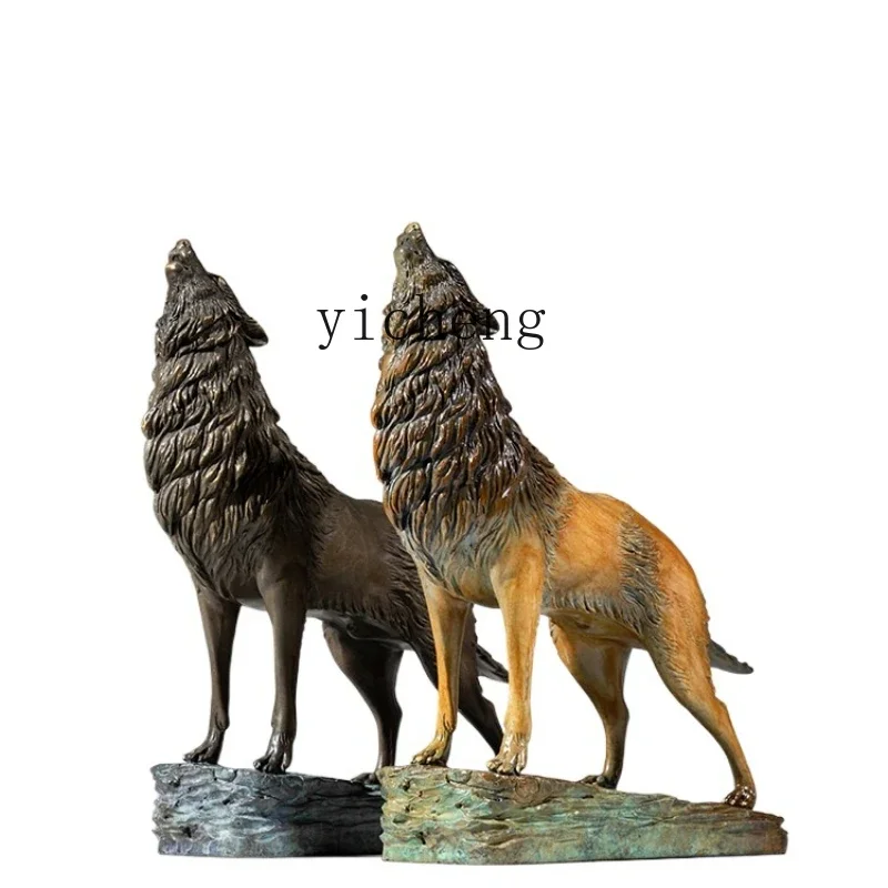 L7-15 copper gold years full brass wolf ornament living room office study desktop decoration crafts
