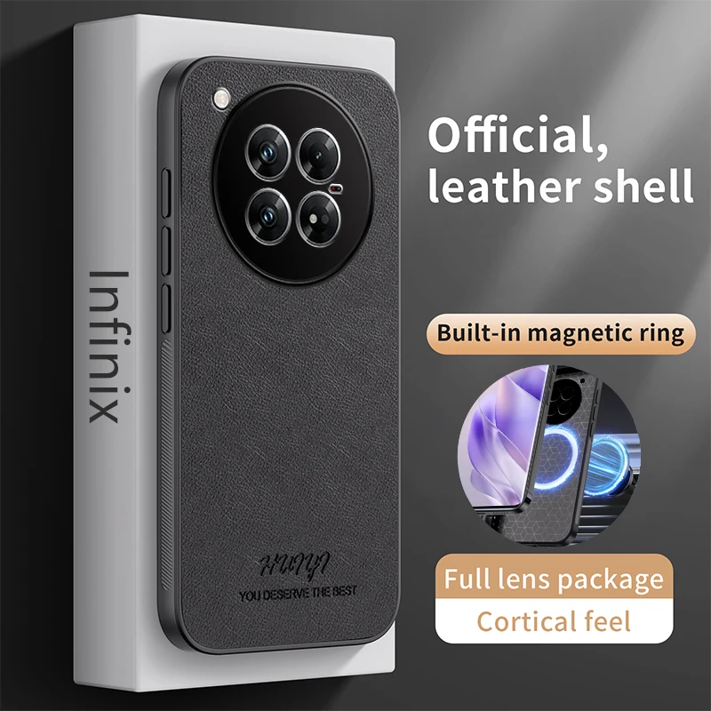 

Leather Case for Infinix Zero 40 5G Wireless Charging Car Magnetic Holder Silicone Hard Phone Cover InfinixZero40 5G X6861 Shell