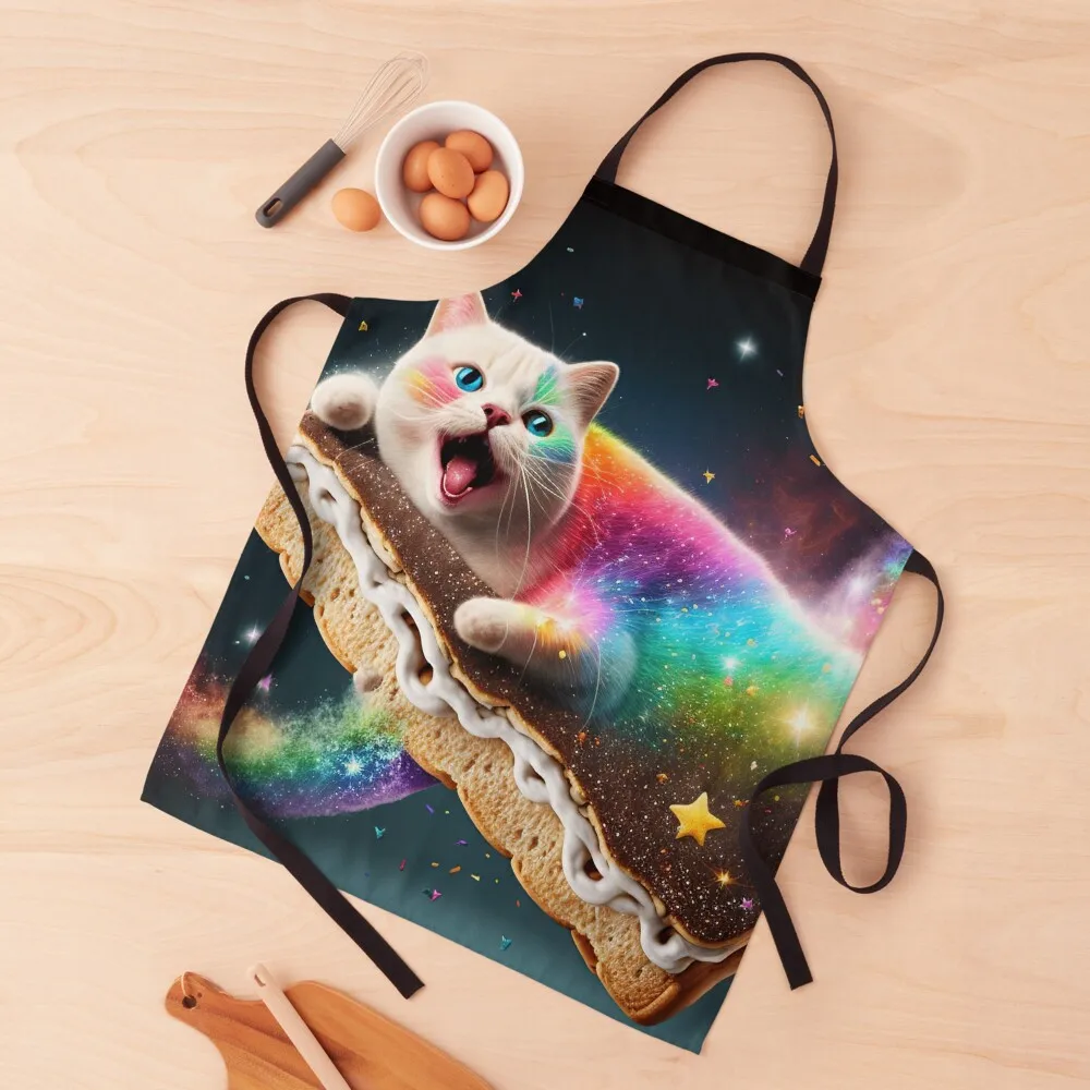 Meme Nyan Cat Rainbow Pop tart Космический фартук Кухонные и бытовые товары Кухонные аксессуары Kawaii Фартук для чистки