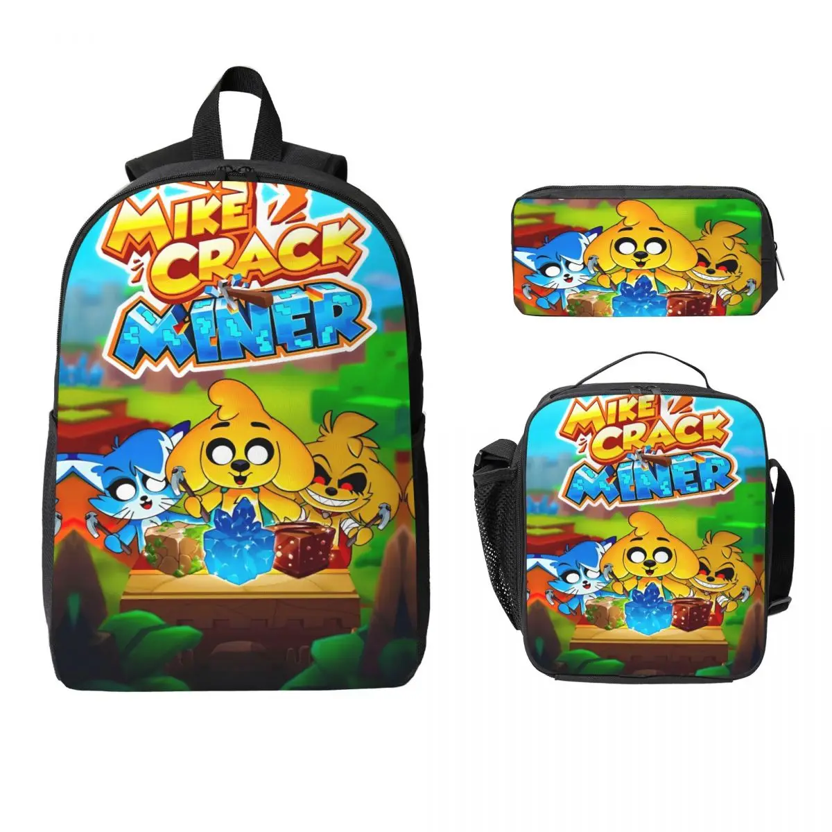 

Mikecracked Camiseta Clasica Backpack Set for Girls Boys Pencil Boxes Bookbag Sets with Lunch Box For School Students Knapsack