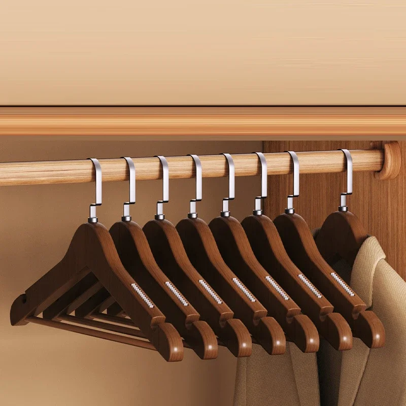 5pcs/set  Wooden Non-slip Hangers Solid Wood Hangers Clothing Store Wardrobe Wooden Clothes Hangers Home Clothes Rack