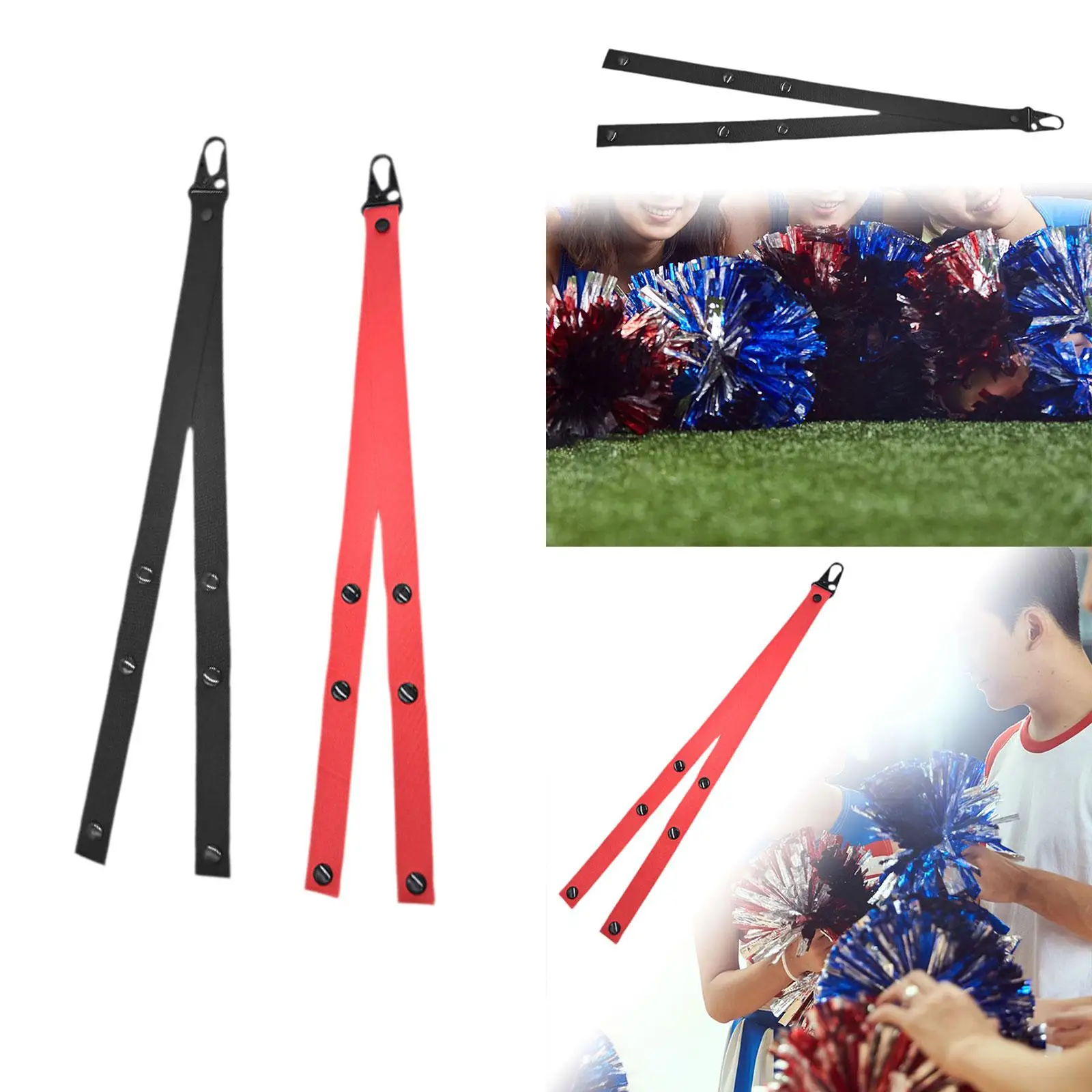 Cheerleader Pom Poms Holder Strap with Sturdy Buckle Snap Fastener Portable for Backpack for Game Dance Party Ceremony Cheering