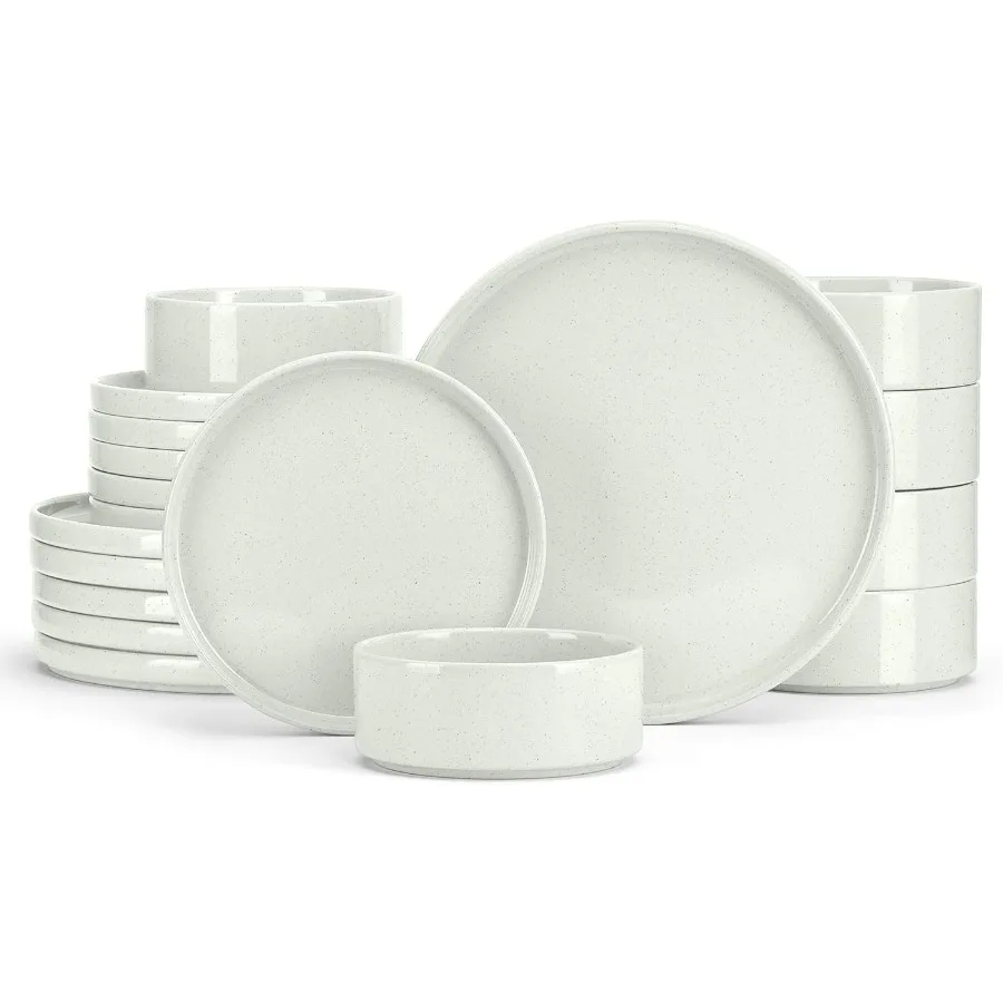 

Dinnerware Sets for 6 18Piece Stoneware Plates and Bowls Set Modern Kitchen Dinning Dishware Chip and Scratch Resistant Microwa
