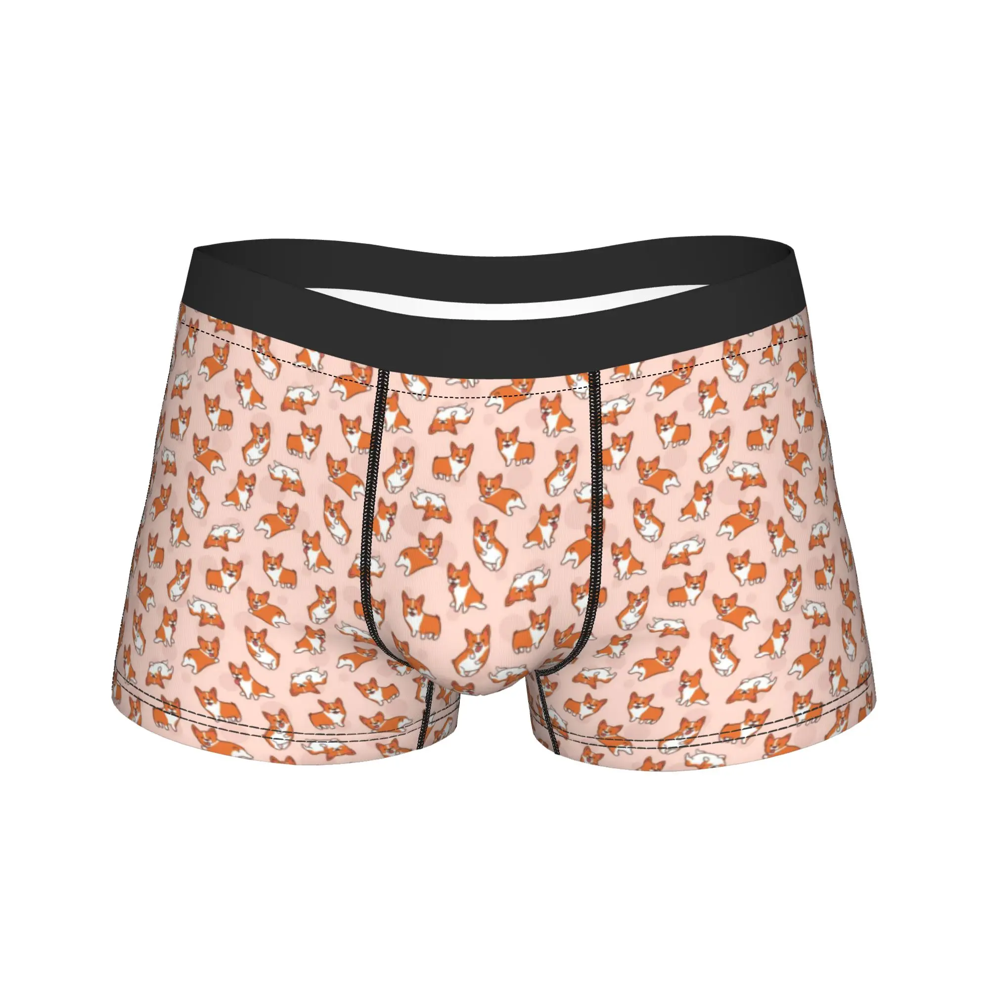 Cute Happy Corgi Dog Animal Cartoon Underwear  Men Boxer Brief Sexy Soft Boxer Shorts Quality Pattern Oversize Panties