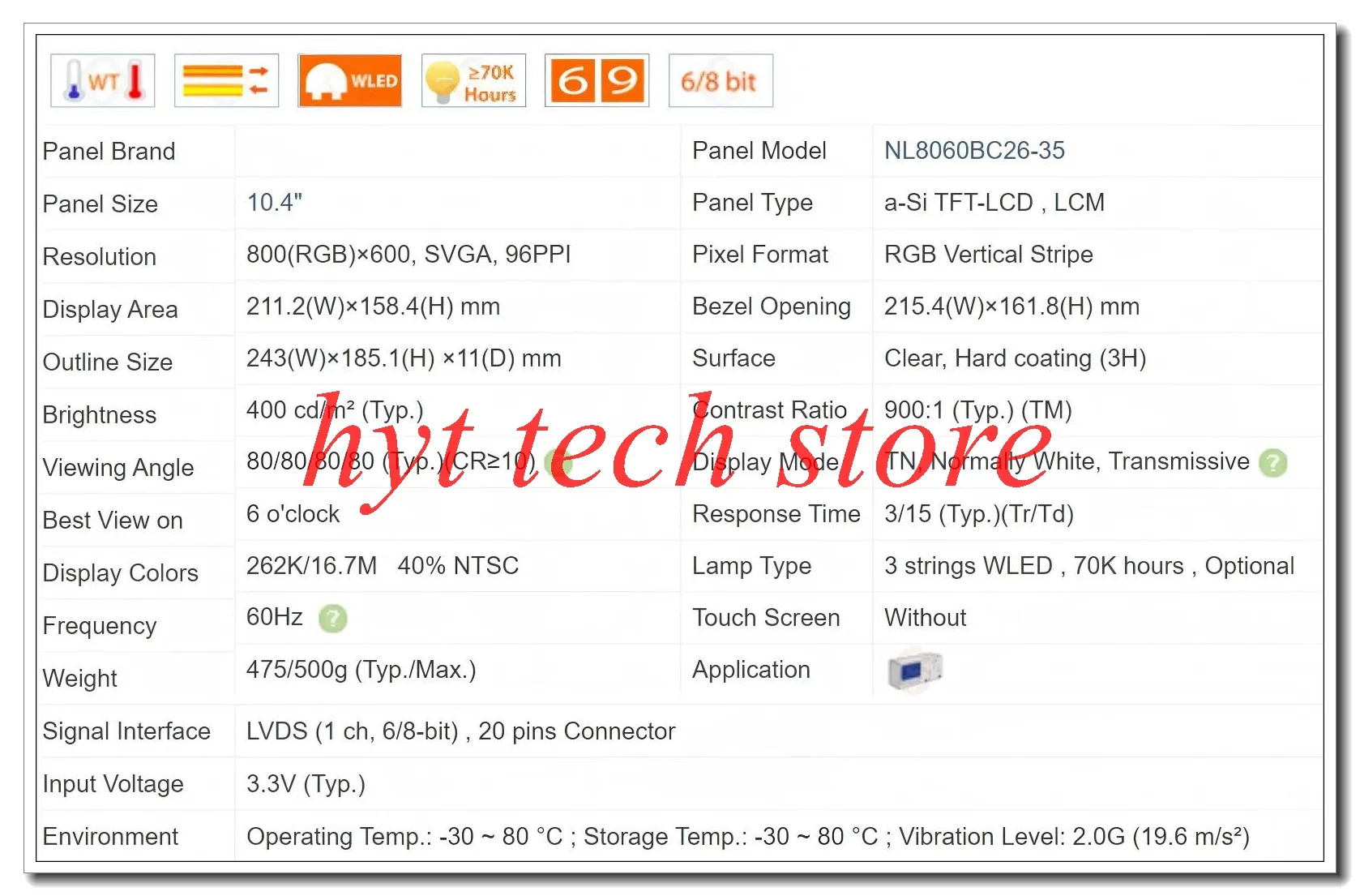 10.4 인치 LCD NL8060BC26-35 NL8060BC26-35D 800*600 원본 및 A+등급 재고 있음 배송 전에 테스트된 작업 공급