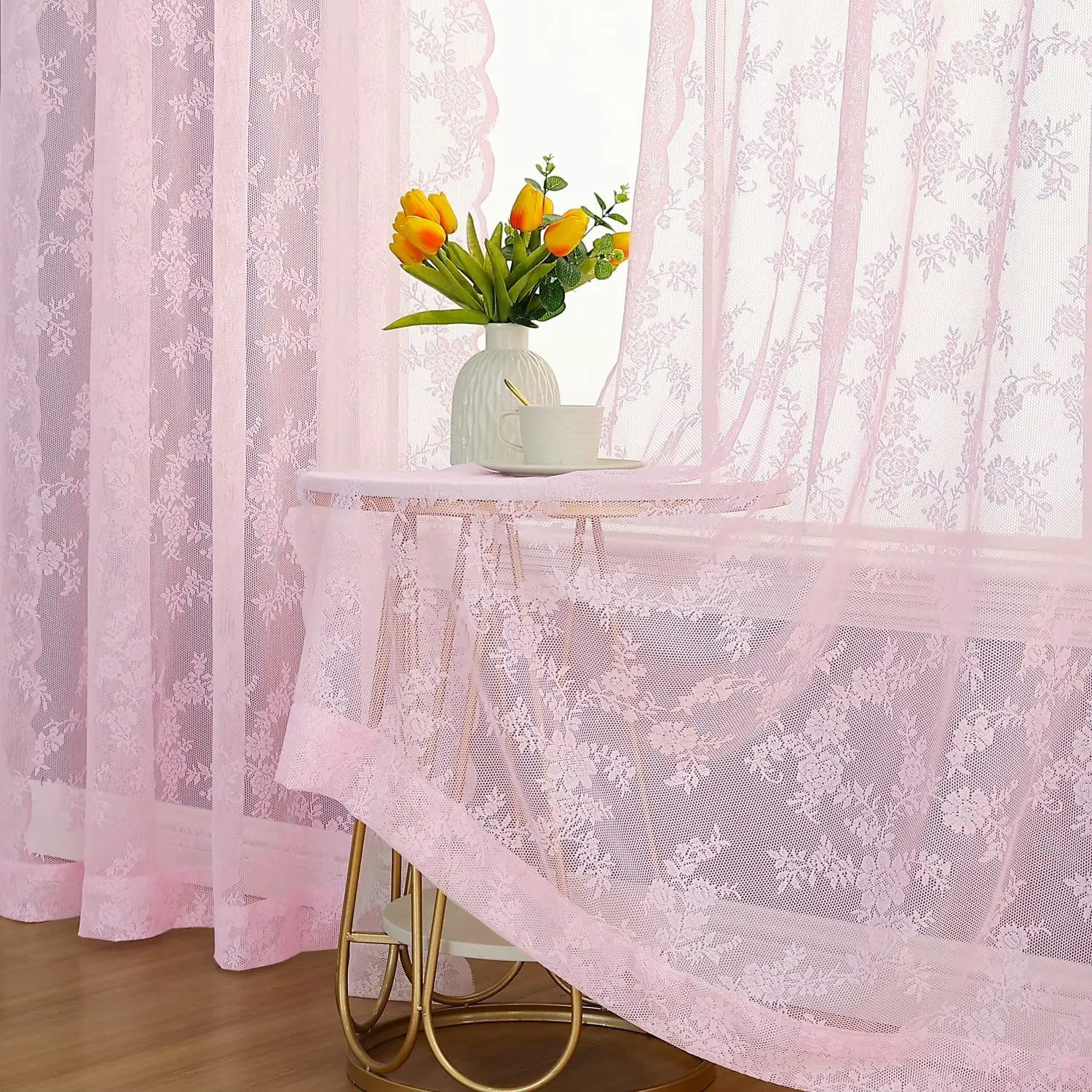 Hot Sale Lace Embroidery Curtains Living Room Factory Direct  Cross Border Ecommerce curtains for living room