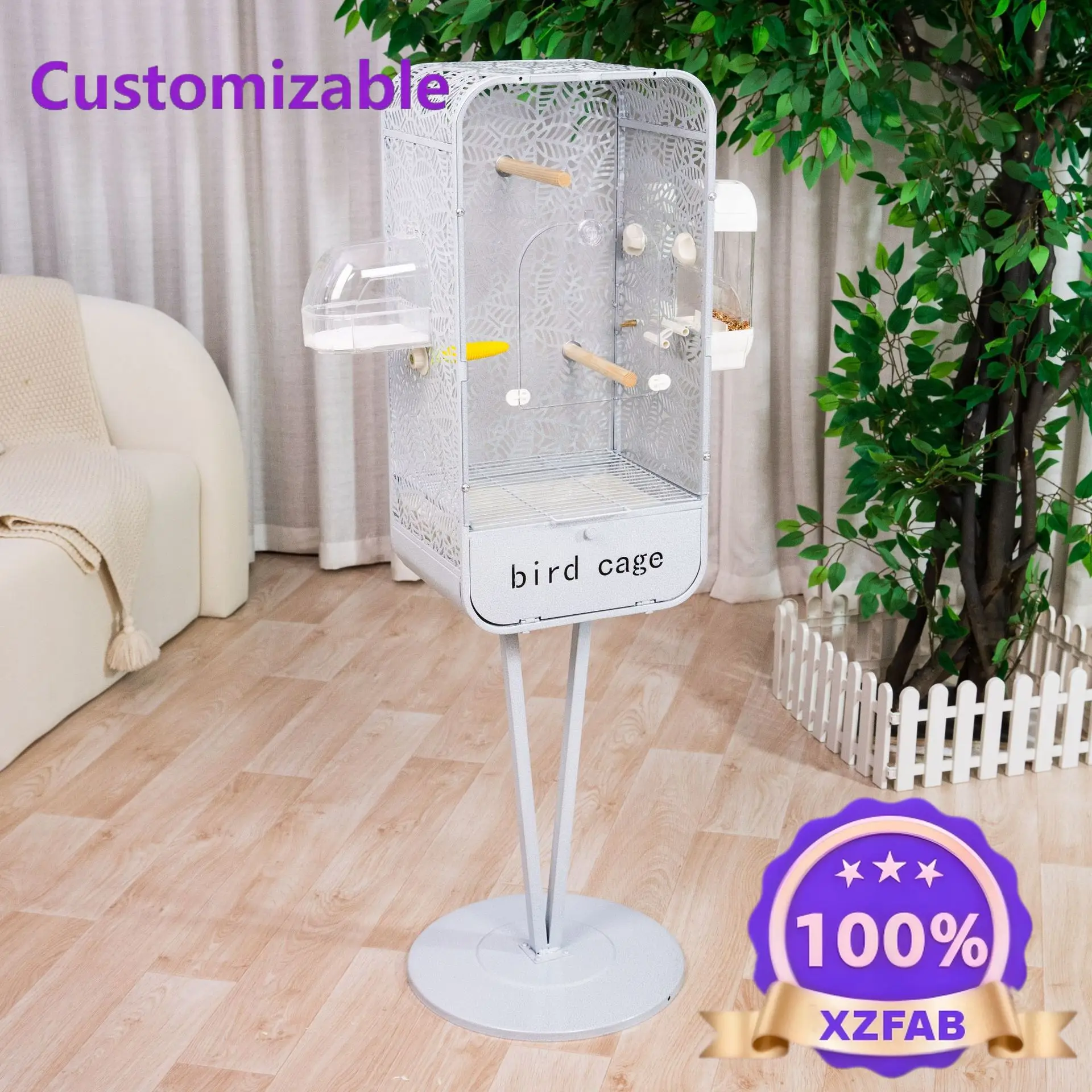 Factory Direct 2026 Tiger Parrot Landscape Birdcage Xuanfeng Peony Wenniao Embroidered Eye Large Villa Acrylic