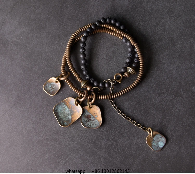 

Volcano stone retro copper bracelet jewelry