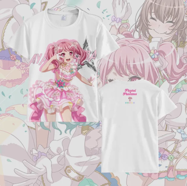 Anime BanG Dream! Maruyama Aya Short Sleeve T-shirt Summer Cosplay Costume Casual Student Loose Tops