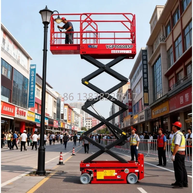 Durable Large Load Capacity 4m-16m Manual Scissor Lift Solid Rubber Tires Corrosion-resistant for Aerial Work