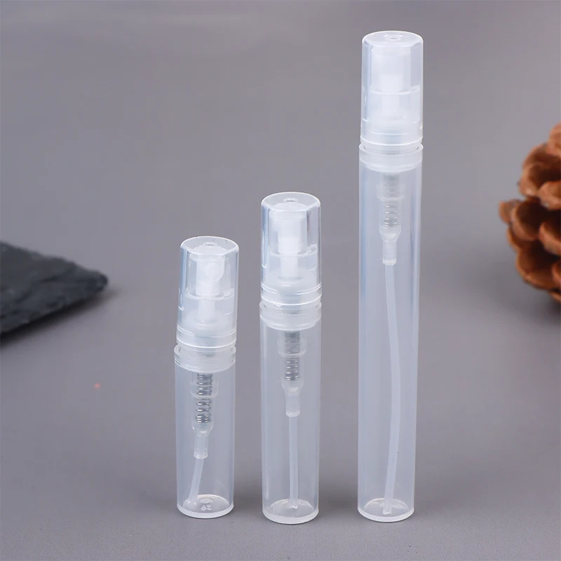 10 قطعة 2/3/5 مللي زجاجة عطر فارغة من البلاستيك الشفاف الصغيرة القابلة لإعادة الملء زجاجة رذاذ حاوية رذاذ النساء زجاجات عطر السفر