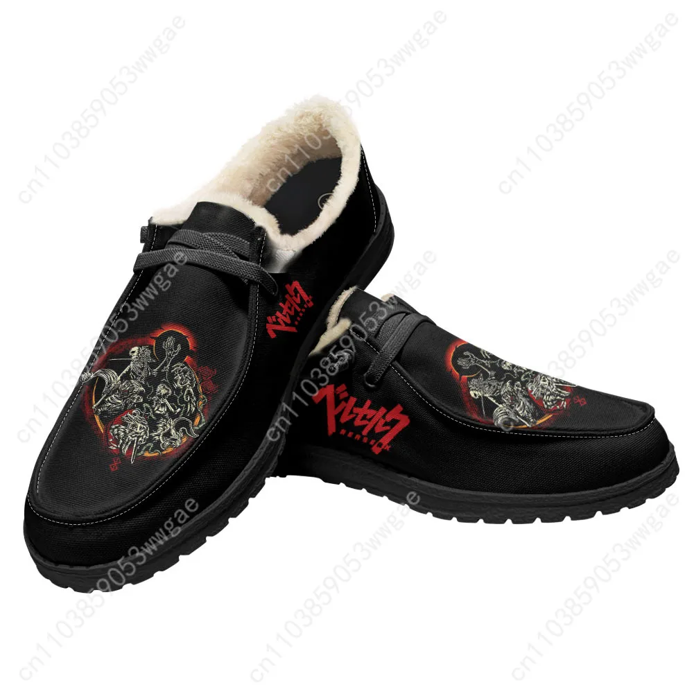 

Berserk Anime Velvet Flat Shoes Men Women Fashion Warm Casual Shoe Indoor Outdoor Light Shoes Couple Customized Couple Shoes