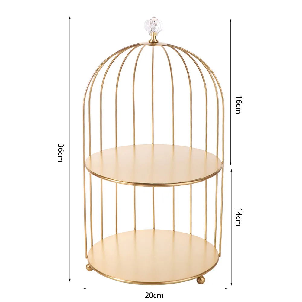 Easy to Clean Bird Cage Jewelry Rack Cake Stands Waterproof Iron Storage Holder Large Capacity Rust-proof Desktop Display Stand
