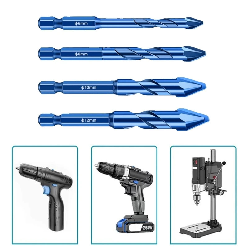 

Набор сверл для плитки, каменной кладки, 4 шт., сверла для плитки, бетона, кирпича, стекла, для сверления плитки, карбида, керамики, кирпичной стены
