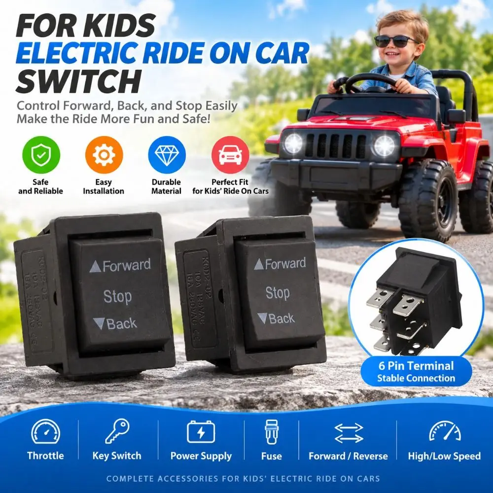2pcs Forward/Stop/Reverse Rocker Switch Kit Versatile Durable Ride-On Toys On Off DIY Forward Reverse Switch Kids Vehicles