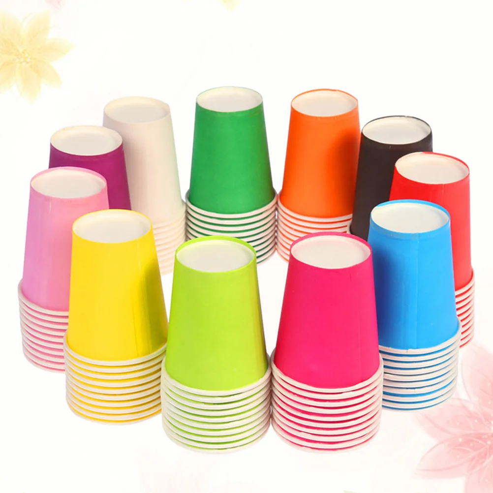 100 Pcs Disposable Cups Plastic Paper for Coffee Black Party Cardboard Drinking DIY