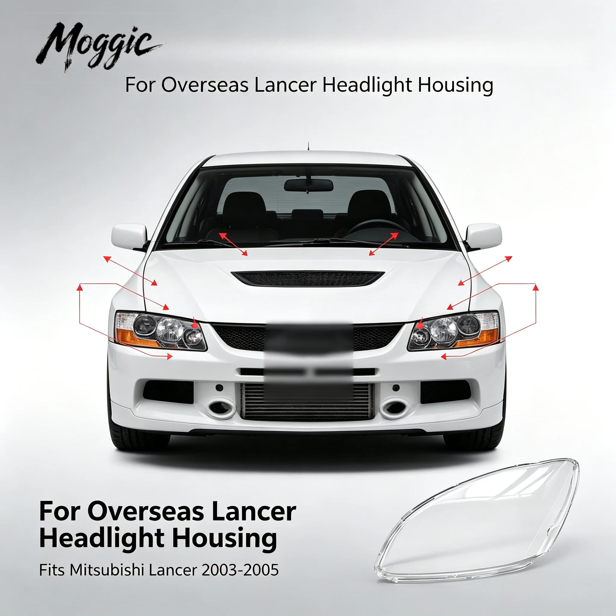 Moggic Anti-Yellow Scratch Repair Headlight Shell For Mitsubishi Lancer 2003-2005 Overseas Edition Single / Pair Left Right Side