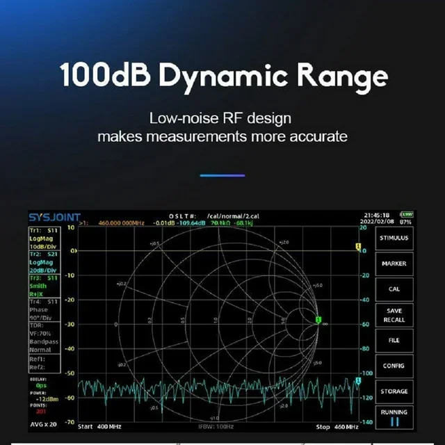 HTOOL SV4401A 50KHz-4.4GHz Vector Network Analyzer 100dB Dynamic VNA 7-inch Touch LCD Internal memory MF/LF/HF/VHF/UHF Band