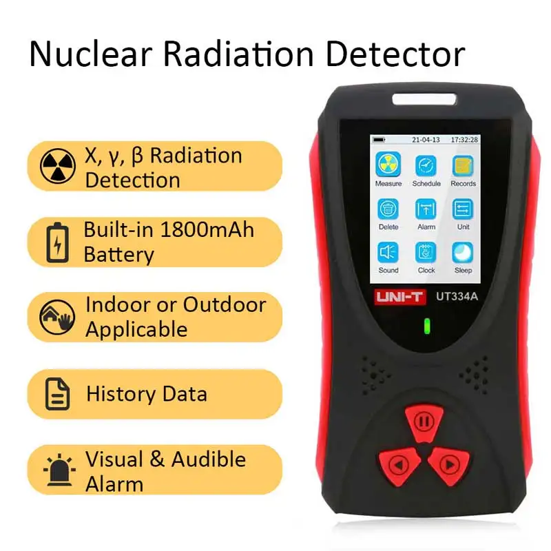 UNI-T UT334A Detector de radiación Nuclear Digital GM Geiger tubo de conteo recargable β - γ Monitor de radiación portátil de rayos X