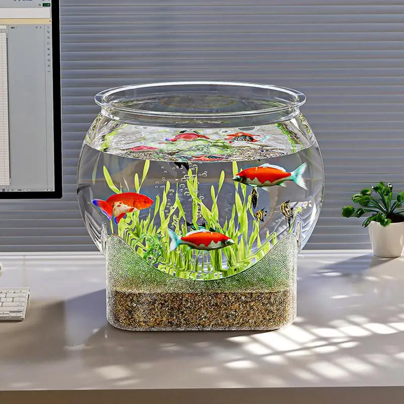 Clear Transparent Round Fish Tank Aquarium Micro-landscape Resistant Falling Desktop Ecologicals Transparent fish tank