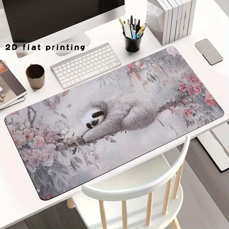 

Extra-Large Sloth & Cherry Blossom Mouse Pad - 2D Flat Printing, Non-Slip Rubber Base Desk Mat for Keyboard and Mouse, Perfect f