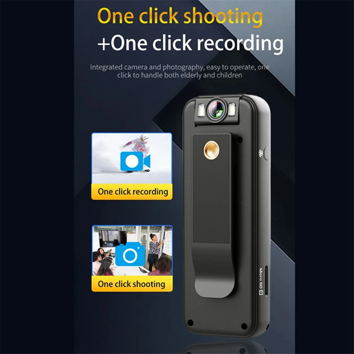 

Y94A-4K Mini WIFI Camera with IPS Screen,Back Clip Full HD Body Camera,Wearable Pocket Bodycam Camcorder with 64G Menmry