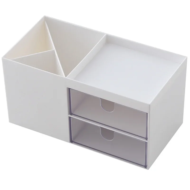 Ins Desktop Pen Holder Storage Box Multifunctional Stationery Organizer Box Transparent Drawer Jewelry Cosmetic Storage Box Girl