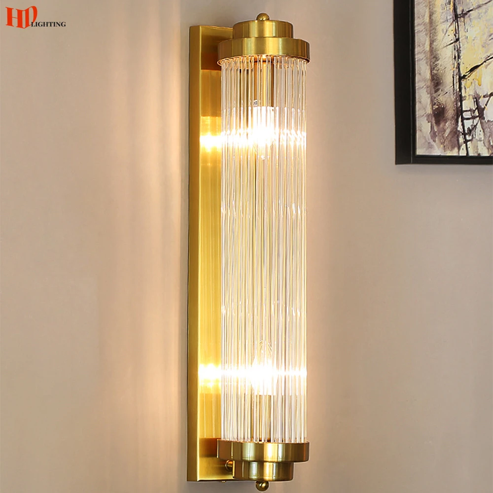 

HD Modern Gold Luxury Crystal Wall Lamp Fashion LED Sconce Lamp E14 For Bedroom Bedside Bathroom Indoor Decor Lighting Luminaire