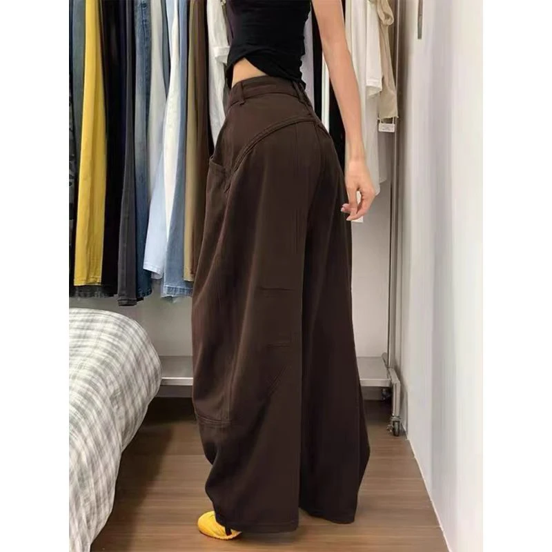 Pantalones Cargo para mujer, pantalones coreanos de nailon para las cuatro estaciones, cordones, bolsillos, secado rápido, entrenamiento elástico, versátil, Vintage