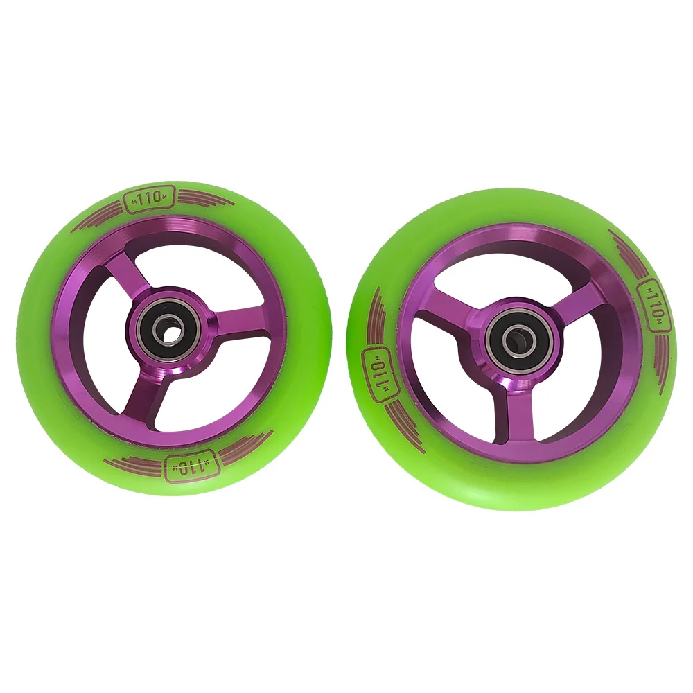 110mm Pro Stunt/Push/Kick Scooter Wheels 88A PU ABEC-9 Bearings Wheels Aluminum Core Accessories Scooter Parts 2 Pieces