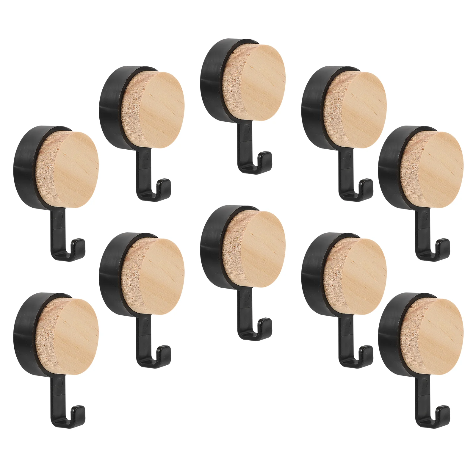 

Wooden Round Head Sticky Hook Coat Hooks Modern Wall for Decorative Hanging Small Retro