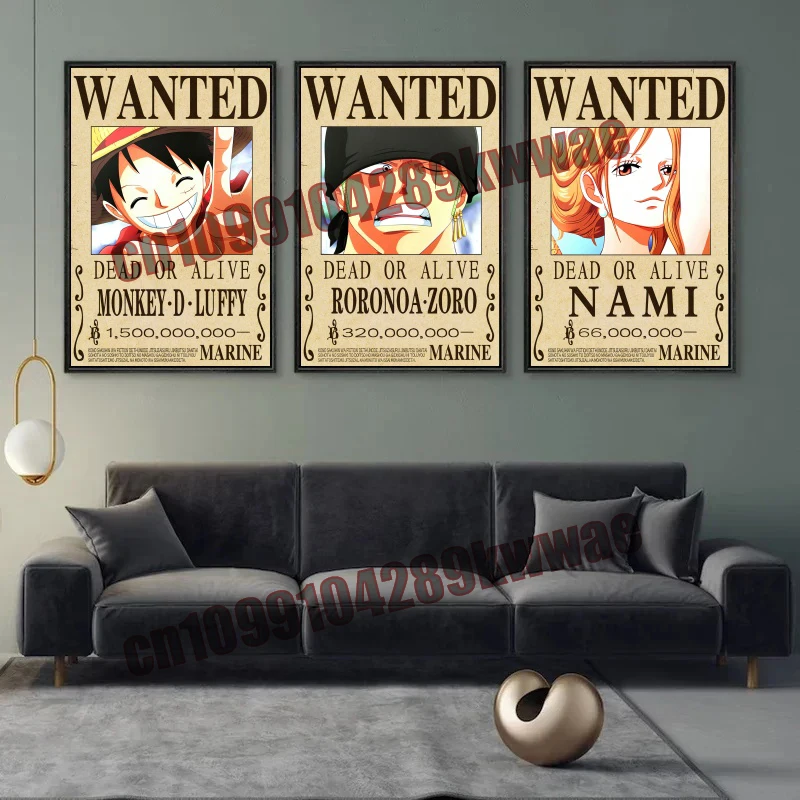 

Classic Animation One Piece New Straw Hat Group Reward Order HD Pictures High-quality Art Poster Canvas Painting Children's Gift