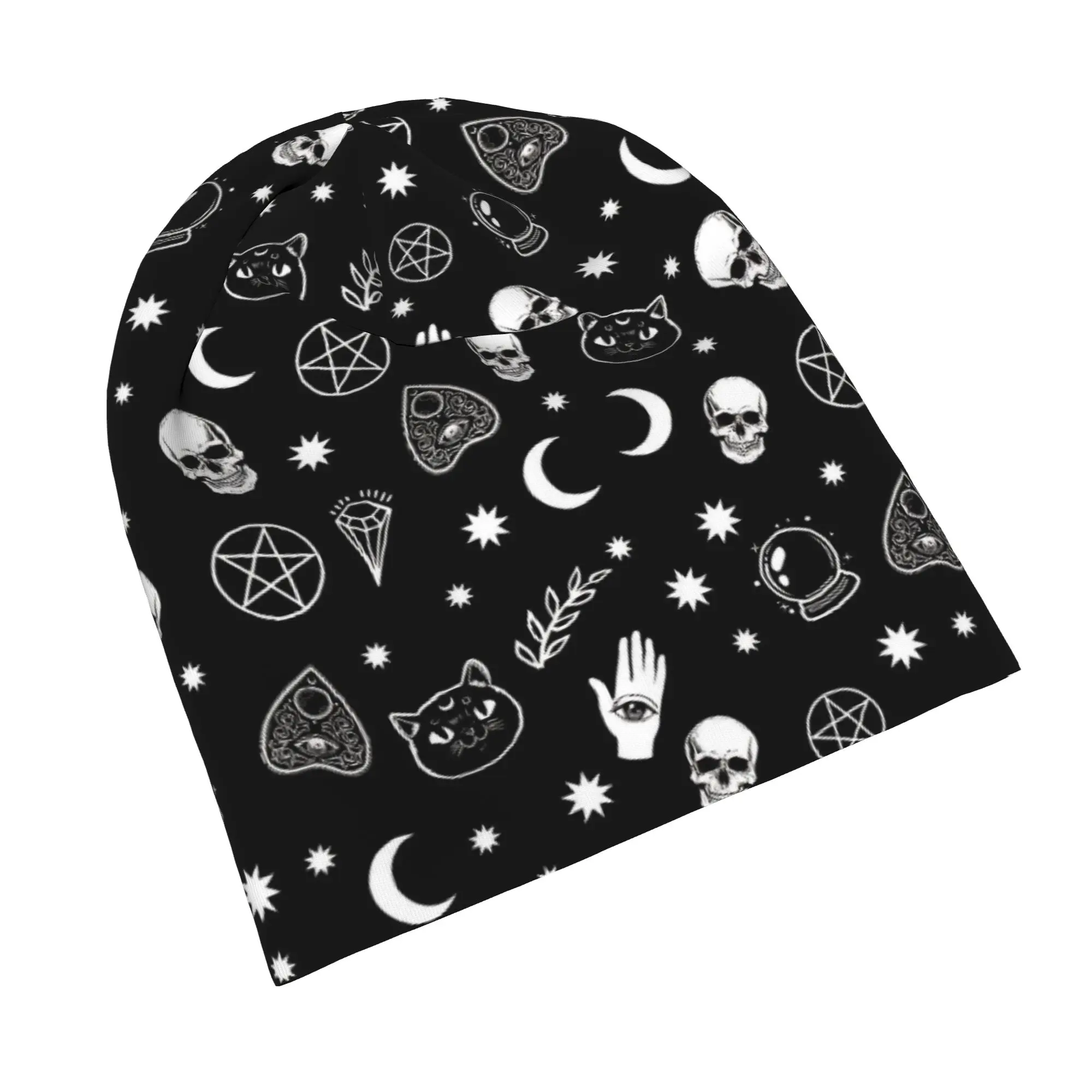 Ouija Board Bonnet Hats Hip Hop Street Mystical Skull Cat Skullies Beanies Hats Men's Women's Warm Dual-use Caps
