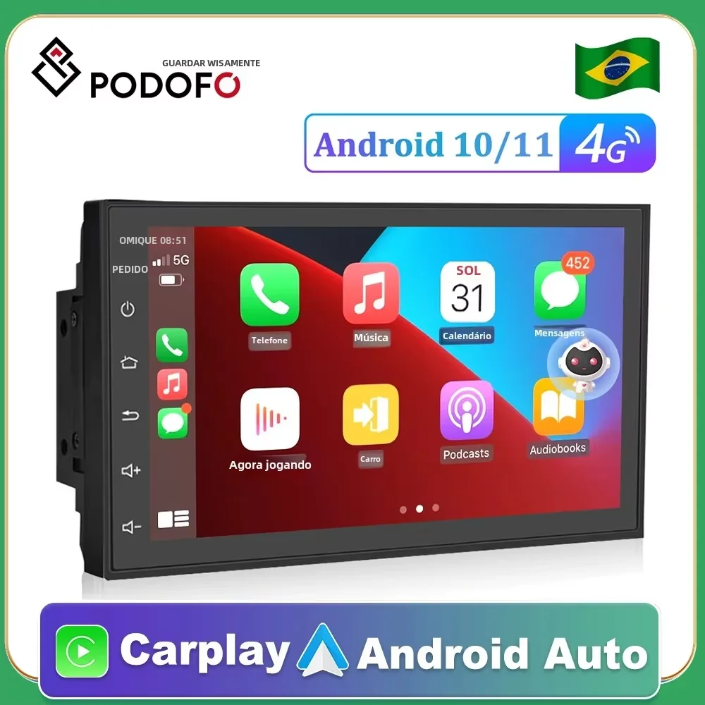 

Podofo 8G 256G Car Radio GPS 2 din Android 11 Auto Carplay Universal 7" For Volkswagen Nissan Hyundai Toyota Multimedia Player